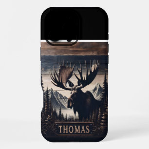 Coque iPhone 16 Pro Max Panneau Cerf et Montagnes