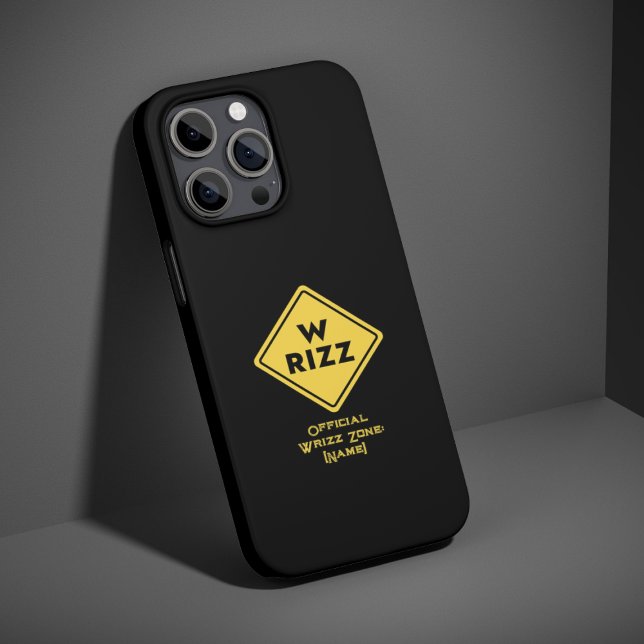 Coque iPhone Panneau d'avertissement W rizz Mème Citation drôle (Créateur téléchargé)