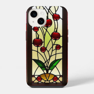 Coque Pour iPhone 14 Panneau de fenêtre en verre coloré Cerisier élégan