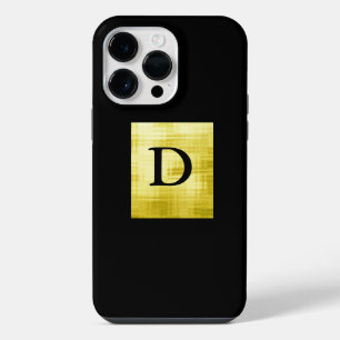 Coque Pour Pour iPhone 14 Pro Max Panneau doré Noir-II