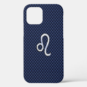 Coque iPhone 12 Panneau Leo Zodiac Marine Blue Carbon Fiber