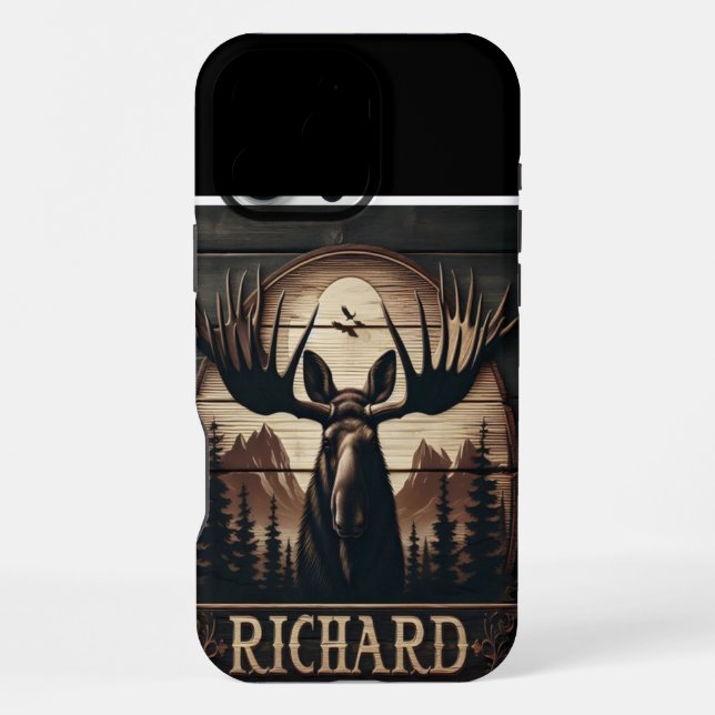 Coque iPhone Panneau orignal et montagnes (Verso)