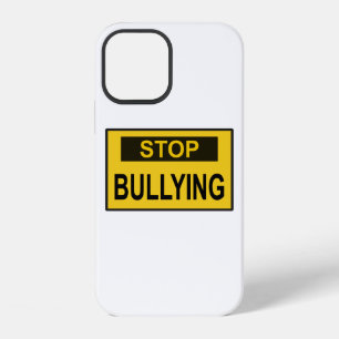 Coque iPhone 12 Panneau Stop au Harcèlement jaune
