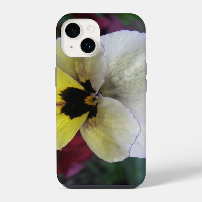 Coque iPhone Pansy Blanc et Jaune (Verso)