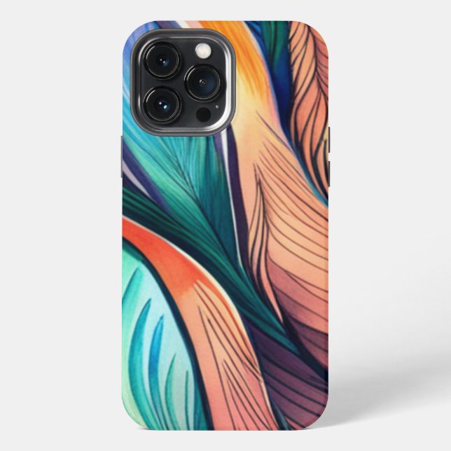 Coque iPhone Paon Abstrait (Verso)