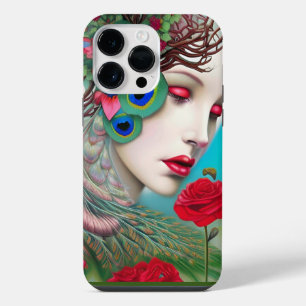 Coque Pour Pour iPhone 14 Pro Max Paon Abstrait Lèvres Rouges et Roses  