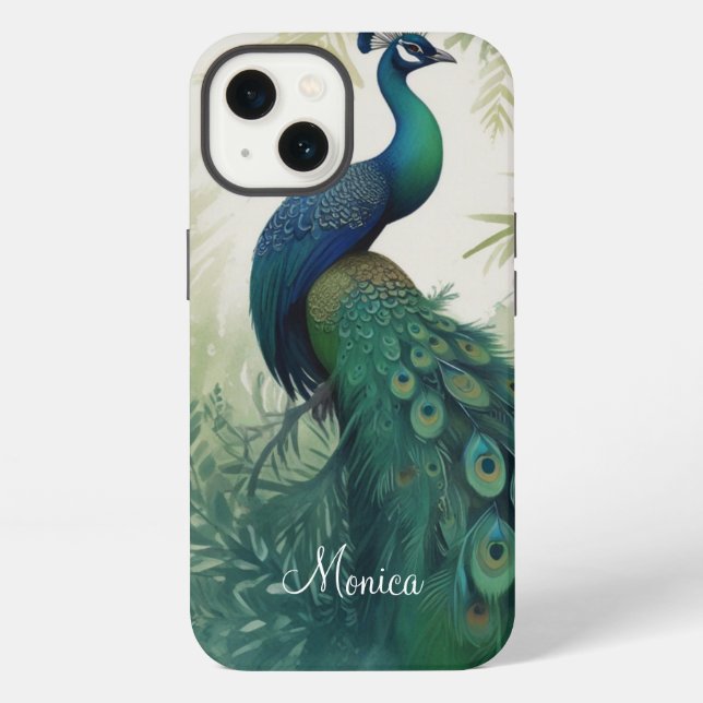 Coque iPhone Paon Élégant (Verso)