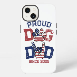 Etui iPhone 13 Papa Chien Américain Fier USA Amoureux Drapeau US