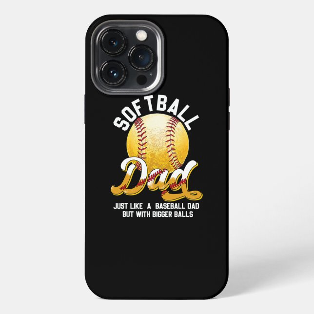 Coque iPhone Papa de softball comme un papa de baseball avec pl (Verso)