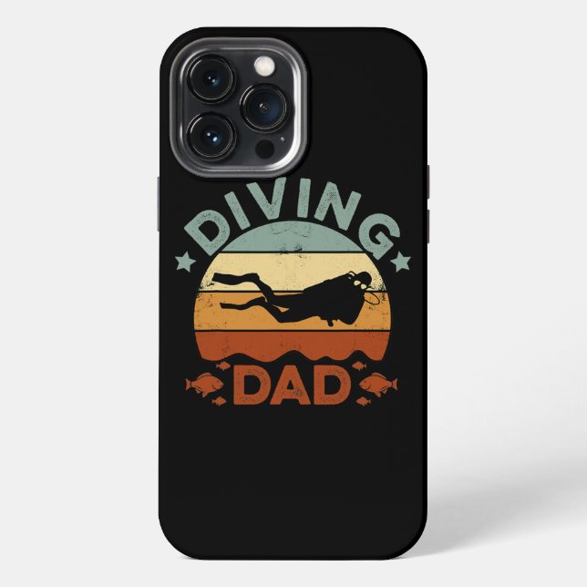 Coque iPhone Papa Plongeur Rétro Plongée Apnée Plongée sous-mar (Verso)
