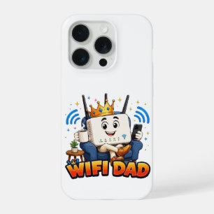 Coque iPhone 15 Pro PAPA WIFI Personnage de routeur drôle