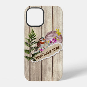 Coque iPhone 12 Papier Déchiré Rustique Bois Peinture à l'Huile Pe