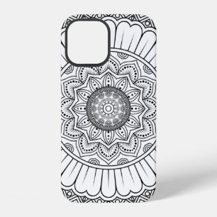 Coque iPhone 12 papier peint à motif ornemental de mandala en rose