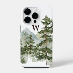 Coque Pour iPhone 14 Plus Papier peint aquarelle rustique de forêt de pins e