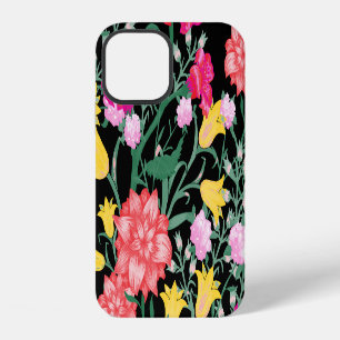 Coque iPhone 12 Papier peint floral à motif grandes fleurs