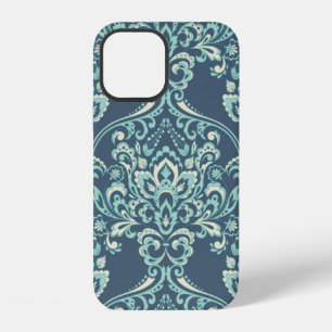 Coque iPhone 12 papier peint floral vintage. Fleur classique baroq