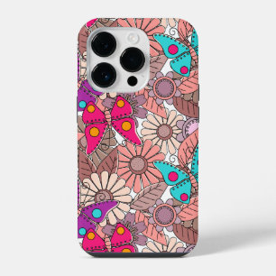Coque Pour iPhone 14 Plus Papier peint gribouillage artistique papillons et