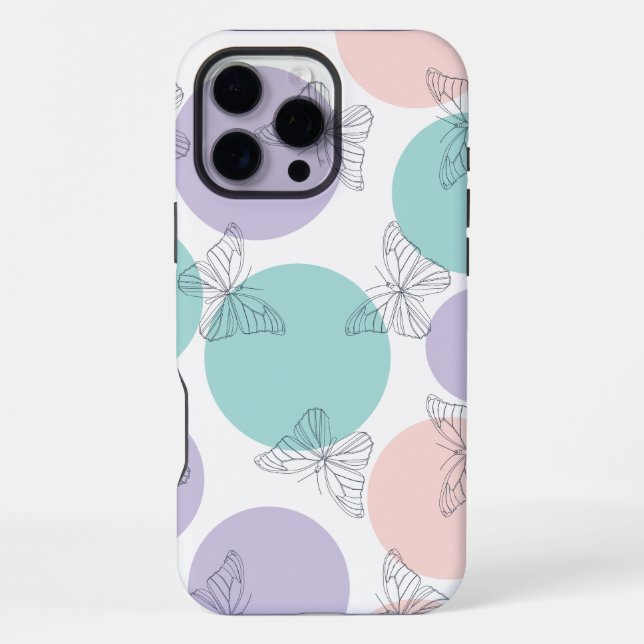 Coque iPhone Papier peint papillon sans couture en pastel (Verso)
