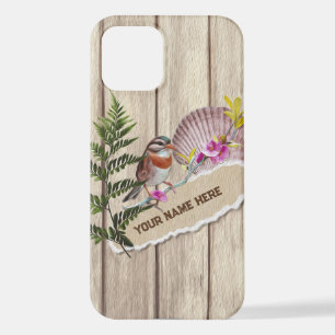 Coque iPhone 12 Papier tordu rustique Peinture à huile de bois Per