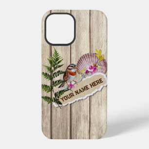 Coque iPhone 12 Pro Papier tordu rustique Peinture à huile de bois Per