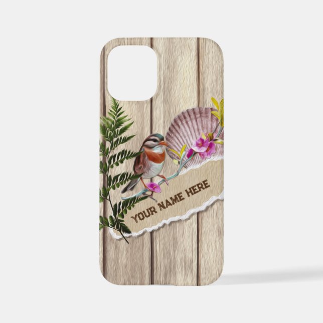 Coque iPhone Papier tordu rustique Peinture à huile de bois Per (Verso)