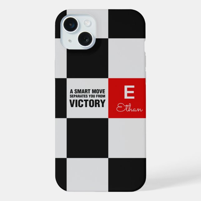 Coque iPhone Papiers de plateau de jeu d'échecs Monogramme (Verso)