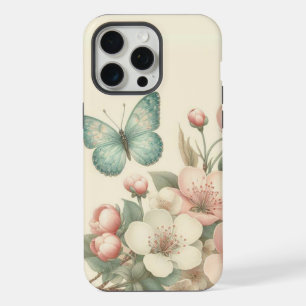 Coque iPhone 15 Pro Max Papillon à ressort/floral vintage