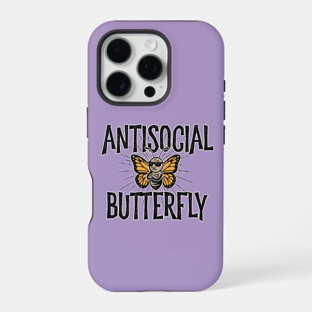 Coque iPhone Papillon antisocial - ermite drôle (Verso)