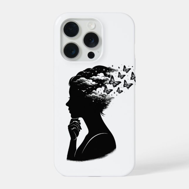 Coque iPhone Papillon artistique ciel nocturne esthétique pour  (Verso)