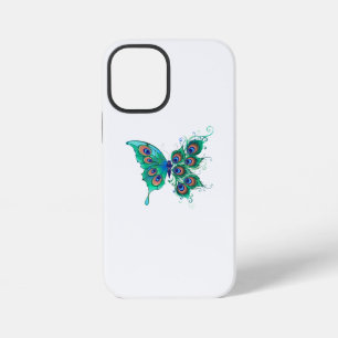 Coque iPhone 12 Mini Papillon aux plumes de paon vert