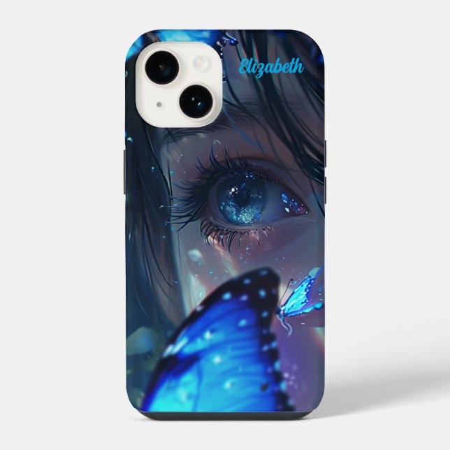 Coque iPhone Papillon Bleu (Verso)