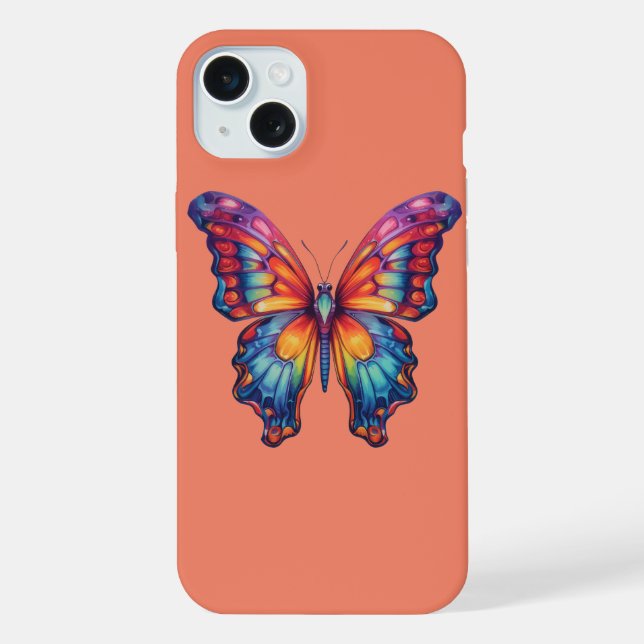 Coque iPhone Papillon Bleu Orange Ailes (Verso)