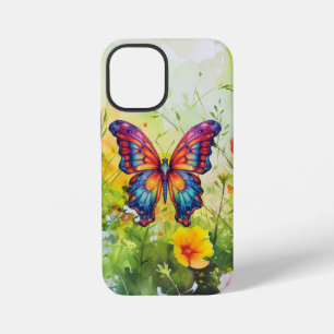 Coque iPhone 12 Mini Papillon Bleu Orange Ailes