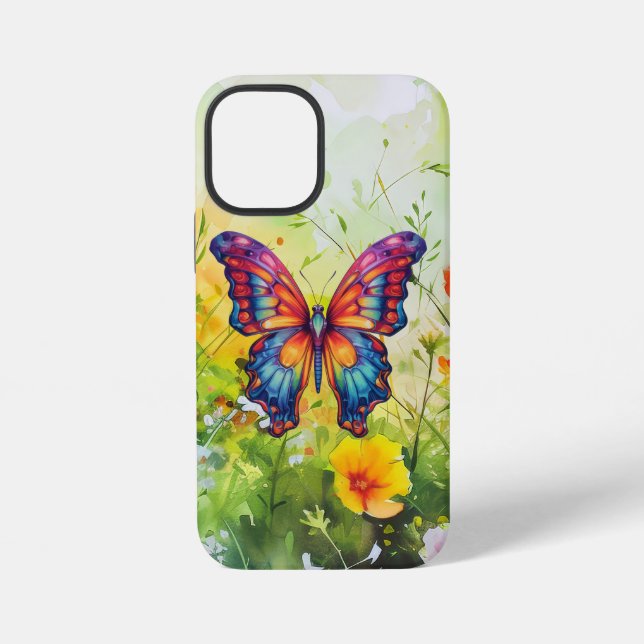 Coque iPhone Papillon Bleu Orange Ailes (Verso)