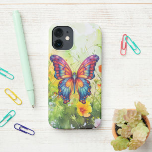 Coque iPhone 12 Mini Papillon Bleu Orange ailes
