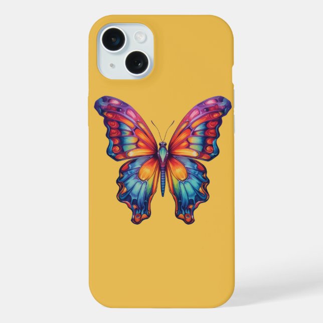 Coque iPhone Papillon Bleu Orange Ailes (Verso)