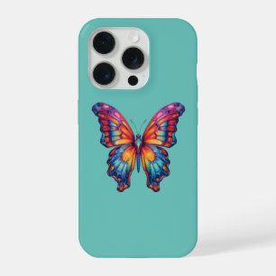 Coque iPhone 15 Pro Papillon Bleu Orange Ailes