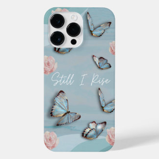 Coque Pour Pour iPhone 14 Pro Max Papillon bleu poudre rose millénaire