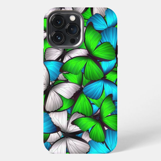 Coque iPhone Papillon bleu-vert iPhone | Papillon iPhone 13 (Verso)
