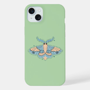 Coque iPhone 15 Plus Papillon Céleste Fantaisiste — Bleu Douce et Pêche