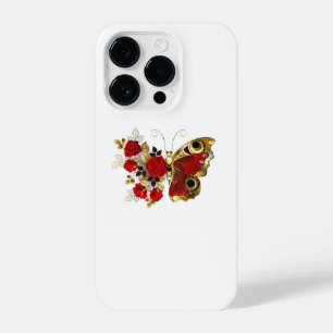 Coque Pour iPhone 14 Plus Papillon de fleurs rouges aux roses rouges