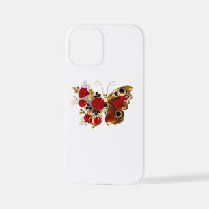 Coque iPhone 12 Mini Papillon de fleurs rouges aux roses rouges