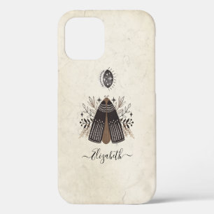 Coque iPhone 12 Papillon de nuit antique bohémien