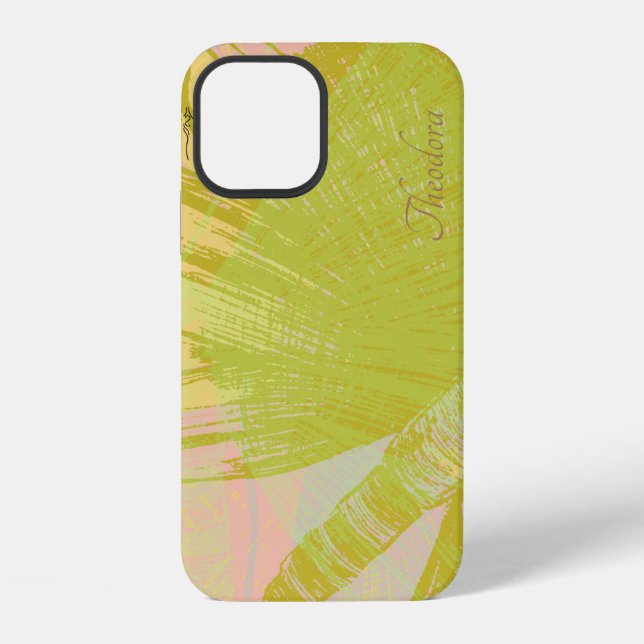 Coque iPhone Papillon doré abstrait violet pastel rose (Verso)