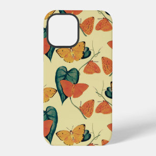 Coque iPhone 12 Pro Papillon élégant vintage et motif de feuilles