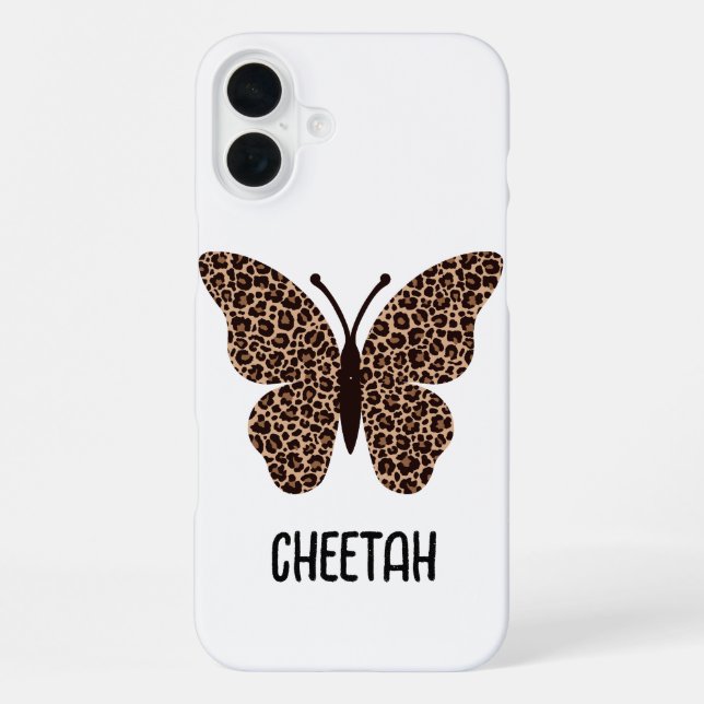 Coque iPhone papillon imprimé guépard mignon  (Verso)