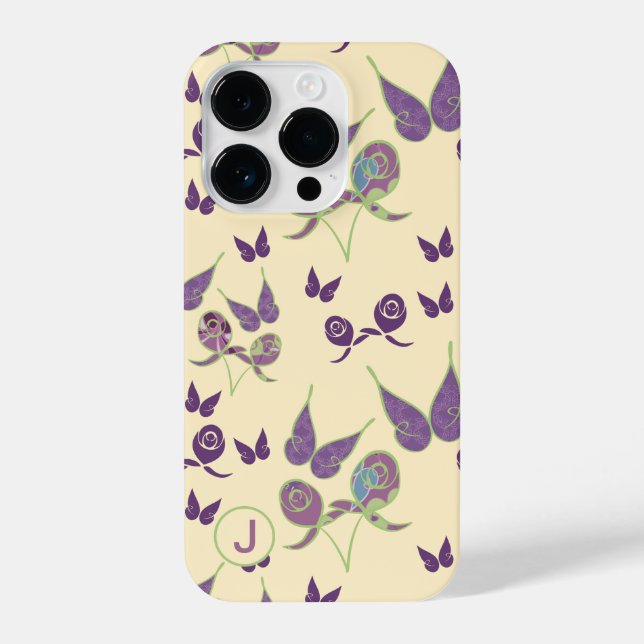 Coque iPhone Papillon Joie sur Étui en Crème pour iPhone 14 Pro (Verso)