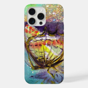 COQUE iPhone 15 PRO MAX PAPILLON MAGIQUE EN PAILLETTES D'OR BLEU