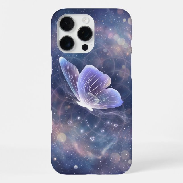 Coque iPhone Papillon Magique Esthétique Nébuleuse Cosmique Vio (Verso)