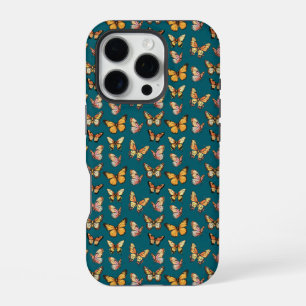Coque iPhone 16 Pro Papillon motif sans couture. Papillon monarque